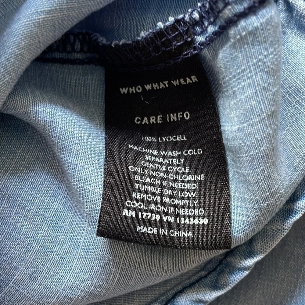 Who what wear denim blue off the shoulder blouse size M - Picture 5 of 8